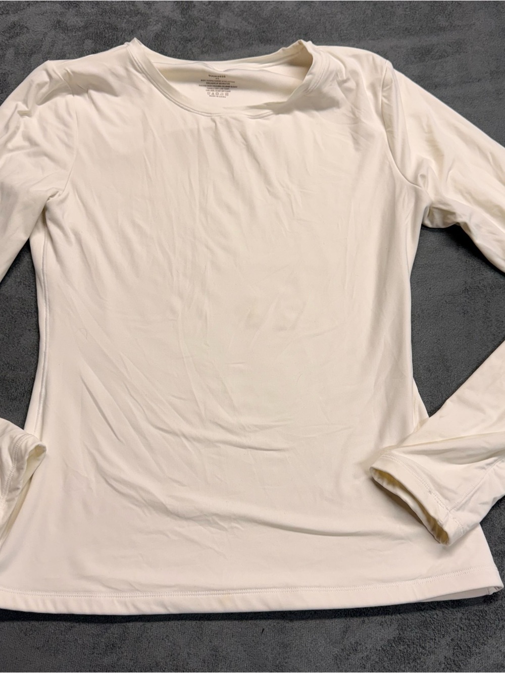 Bodycon Tight Long Sleeve Crewneck Top - Ivory